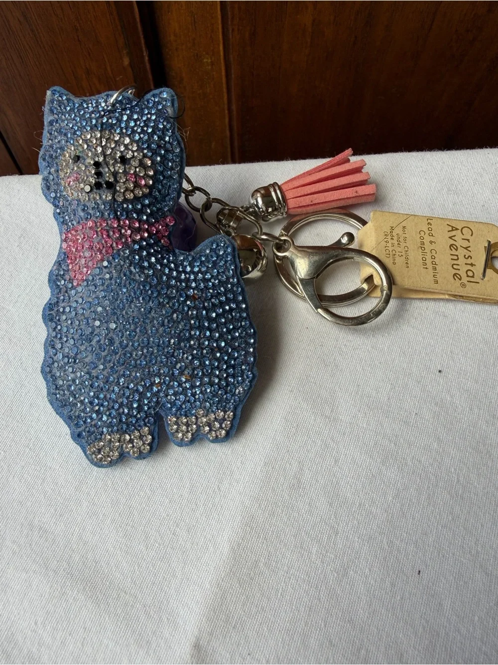 Blue Rhinestone Llama Alpaca Pink Bandana Keychain Tassel Purse Charm NWT